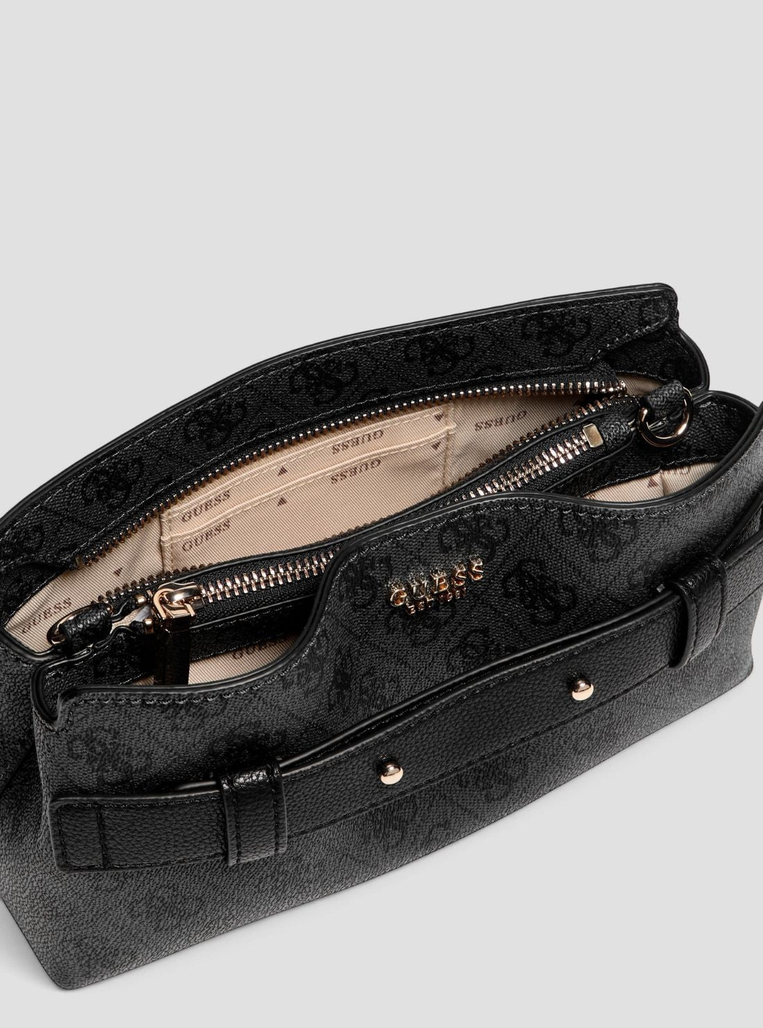 GUESS Womens Black Logo Angie Crossbody Bag SG262412 Inside View