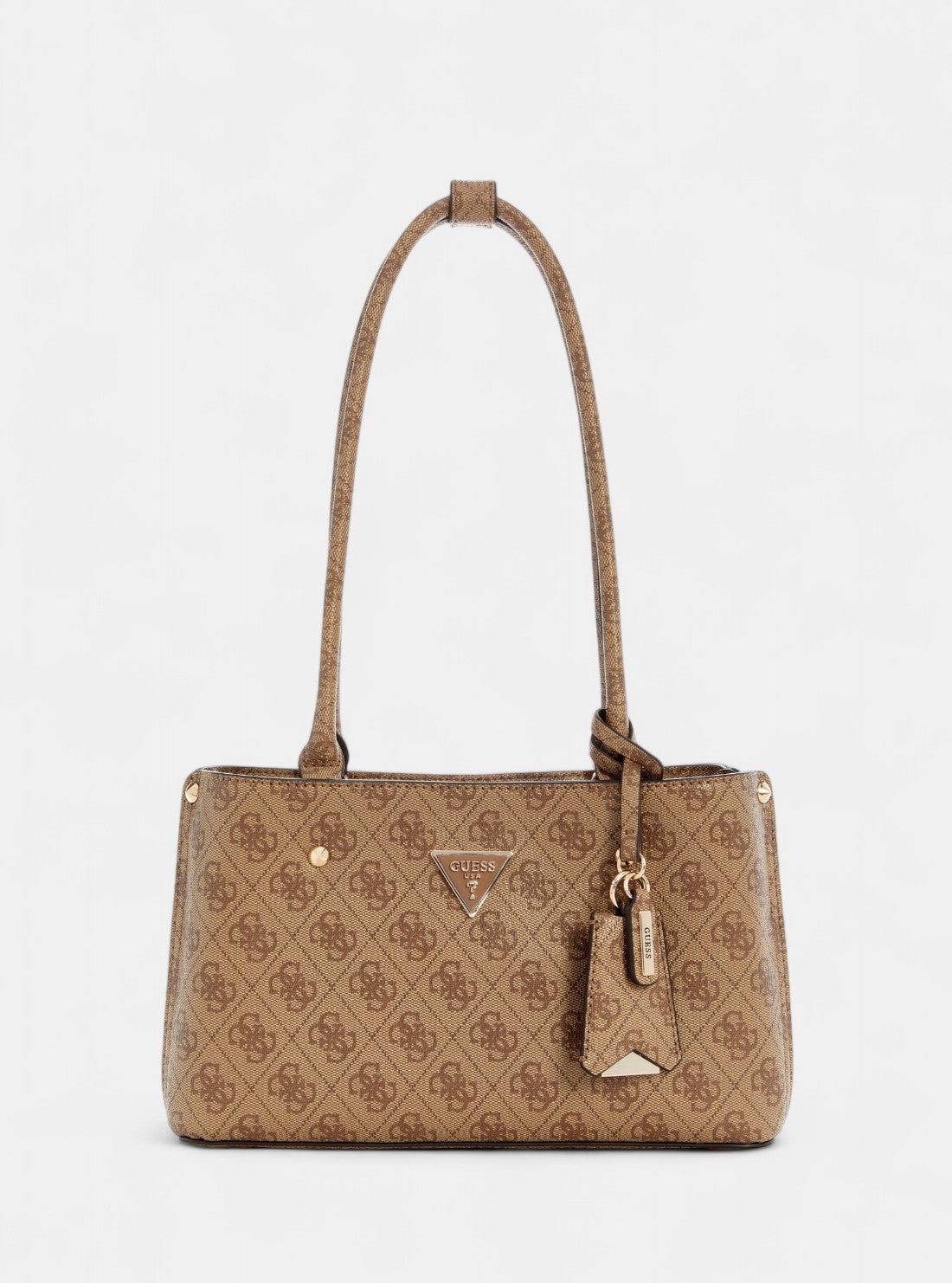 GUESS Womens Brown Logo Meridian Shoulder Satchel Bag SG697409 Front View