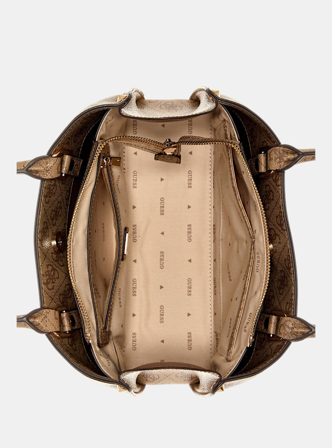 GUESS Womens Brown Logo Meridian Shoulder Satchel Bag SG697409 Inside View