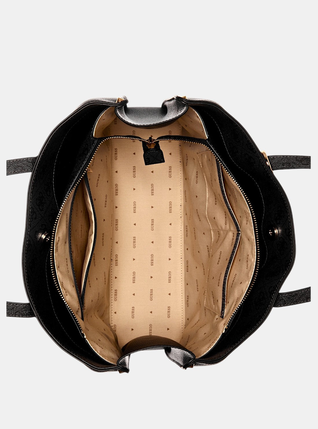 GUESS Womens Black Logo Meridian Girlfriend Tote Bag SG697423 Inside View