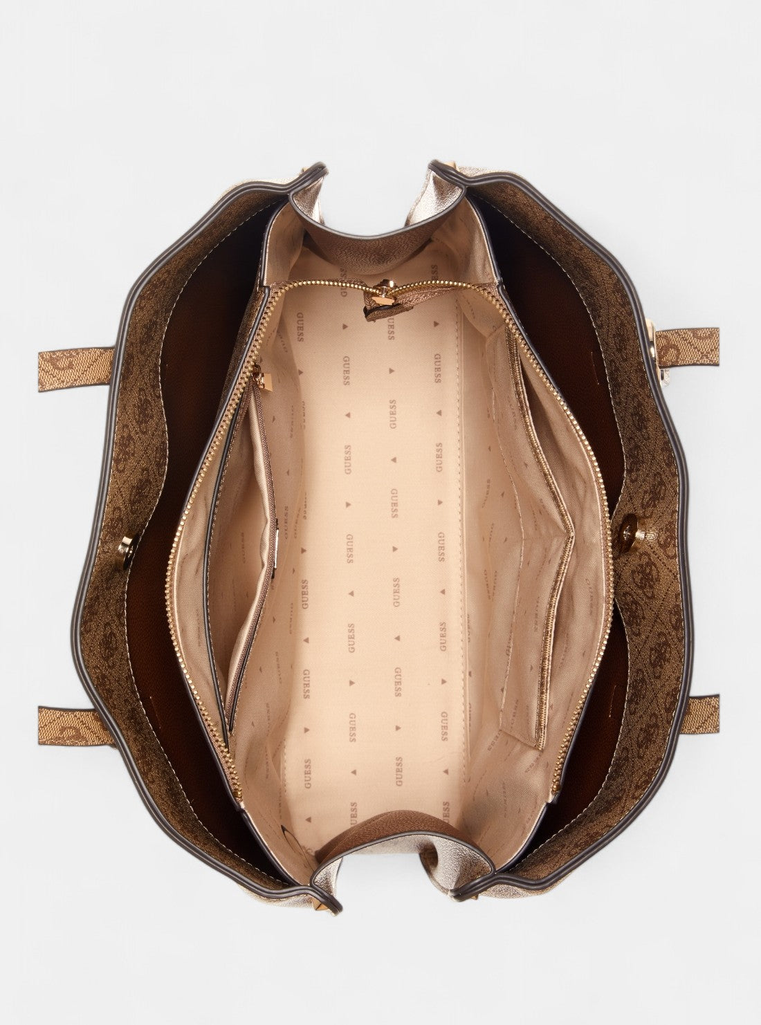 GUESS Womens Brown Logo Meridian Girlfriend Tote Bag SG697423 Inside View