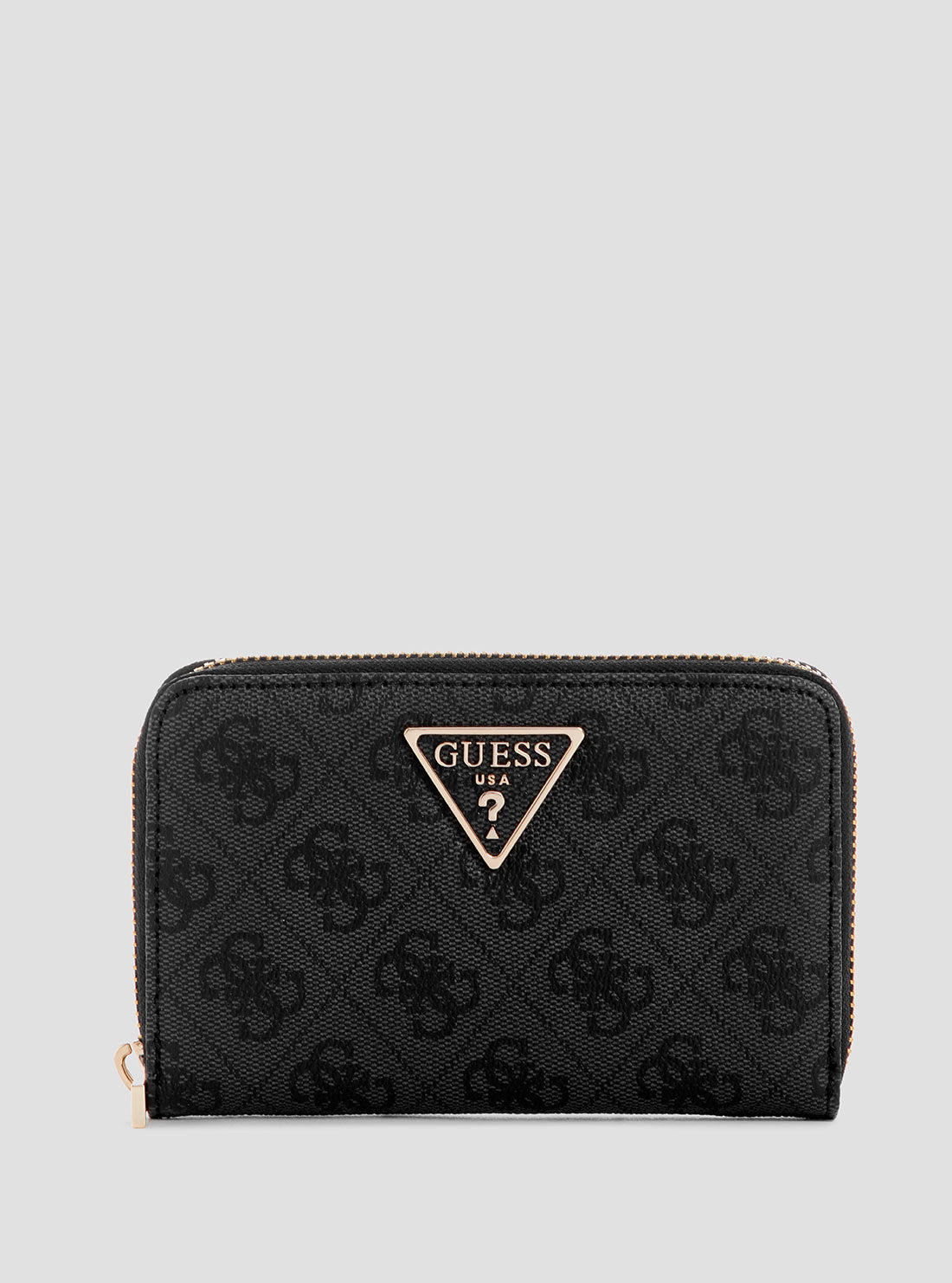 GUESS Womens Black Logo Laurel Medium Zip Around Wallet SG7459140 Front View