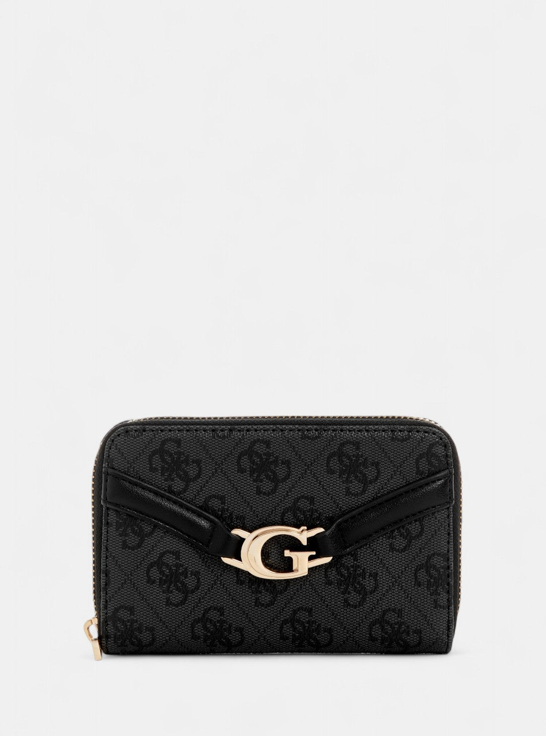 GUESS Womens Black Logo Dea Medium Zip Around Wallet SG7993140 Front View