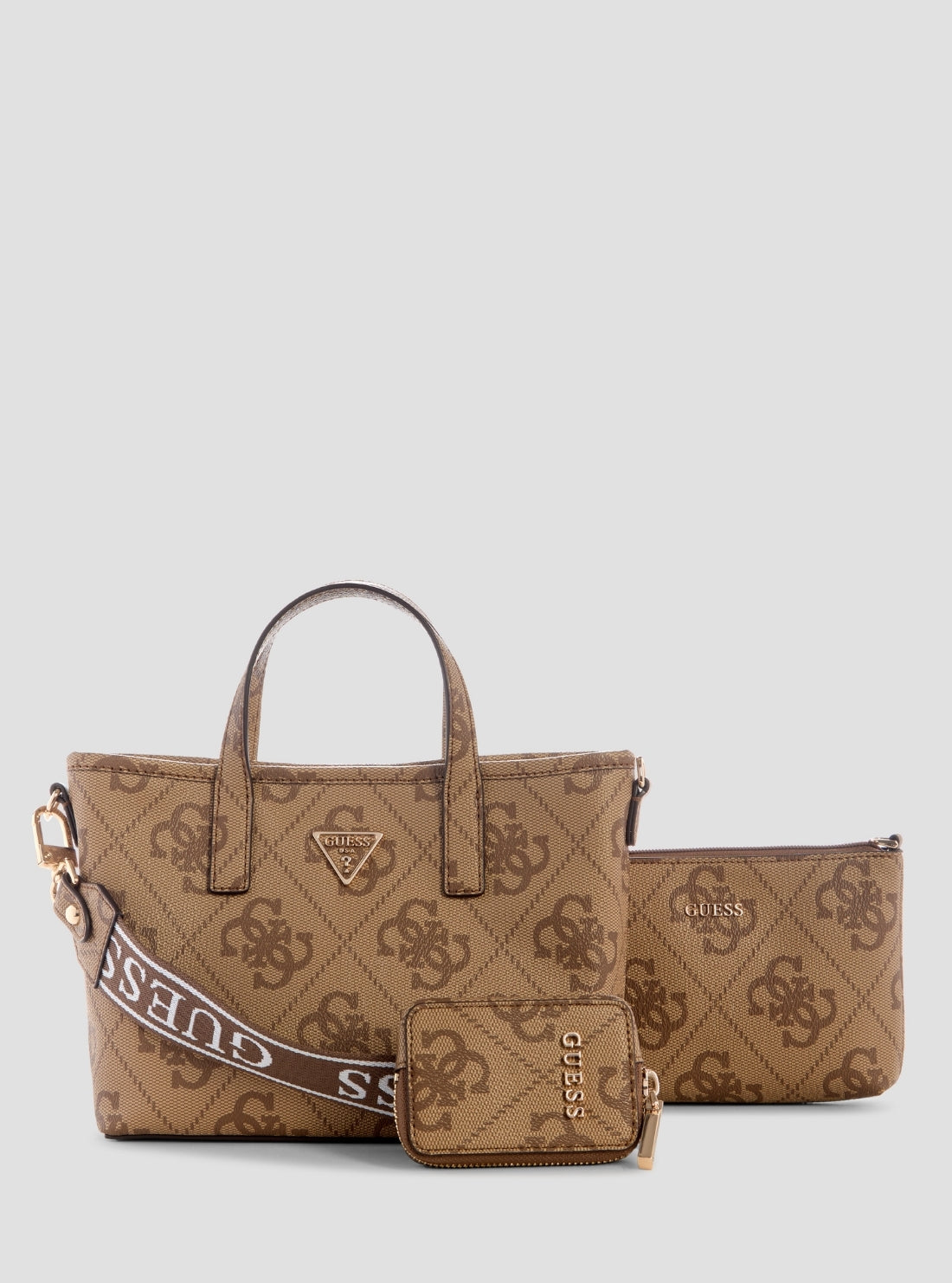 GUESS Womens Brown Logo Latona II Mini Tote Bag SG869175 Front View