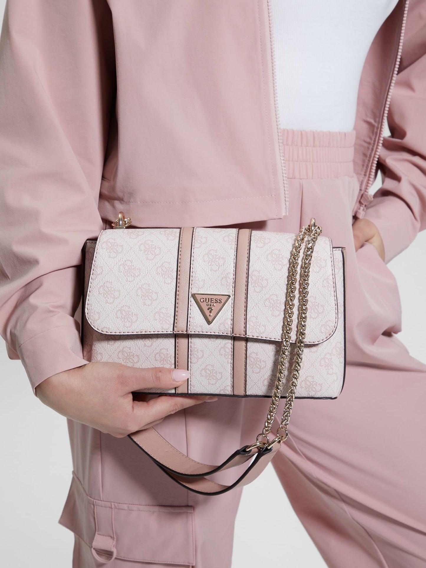 Pink Noreen Convertible Crossbody Flap Bag