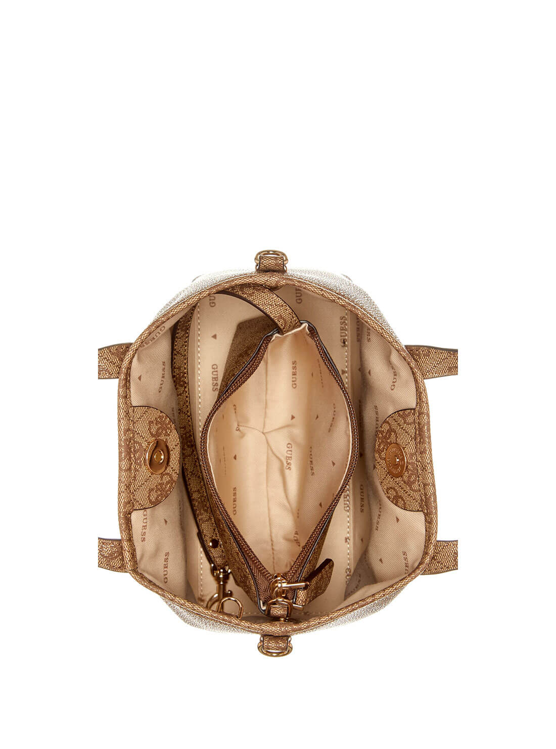 Women's Beige Latona Mini Tote Bag top view