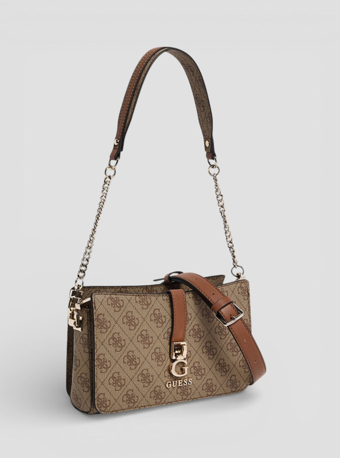 GUESS Handbags Brown Logo Zamira Top Zip Shoulder Bag SG962918 Side View