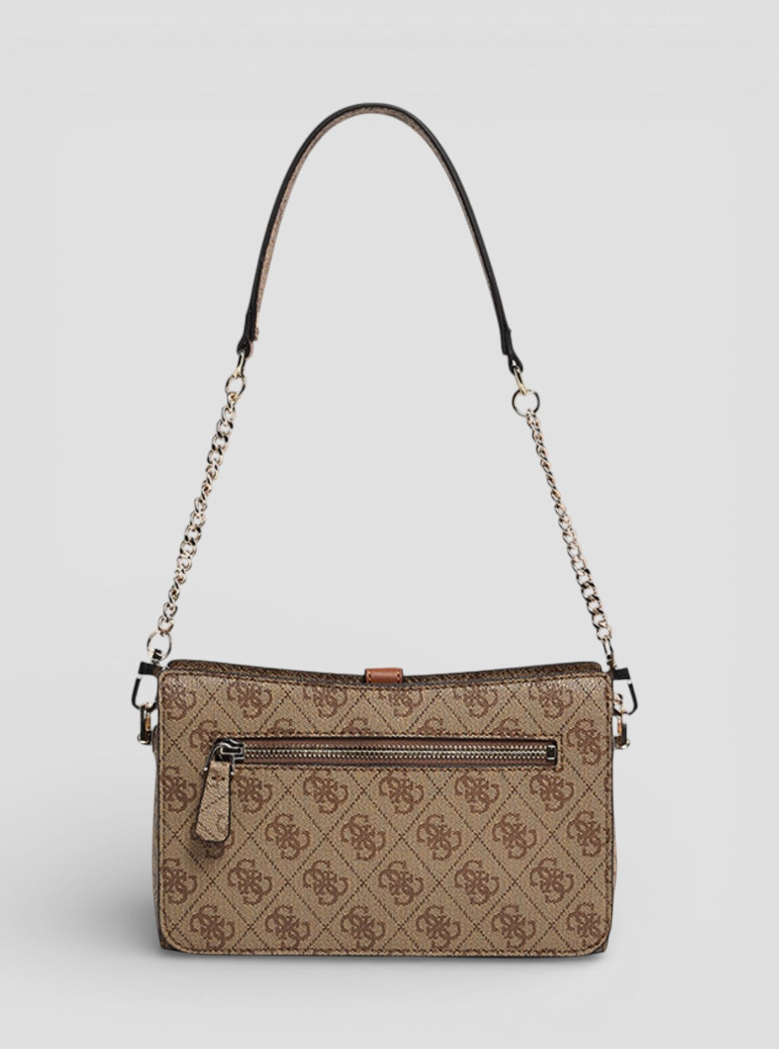 GUESS Handbags Brown Logo Zamira Top Zip Shoulder Bag SG962918 Back View