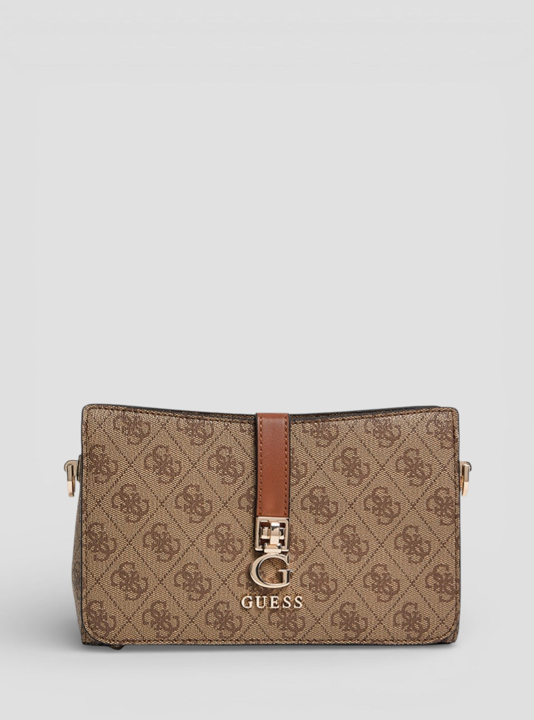 GUESS Handbags Brown Logo Zamira Top Zip Shoulder Bag SG962918 Front View