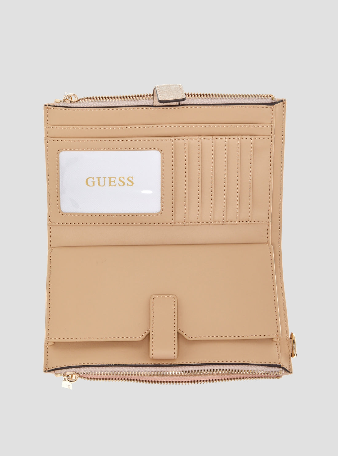 GUESS Womens Brown Logo Lindsey Double Zip Organiser SG9749157 Inside View