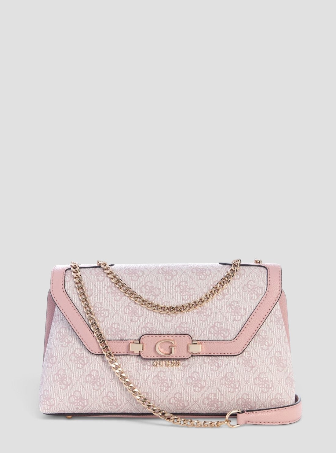 GUESS Womens Pink Logo Lindsey Crossbody Flap Bag SG9749210 Front View