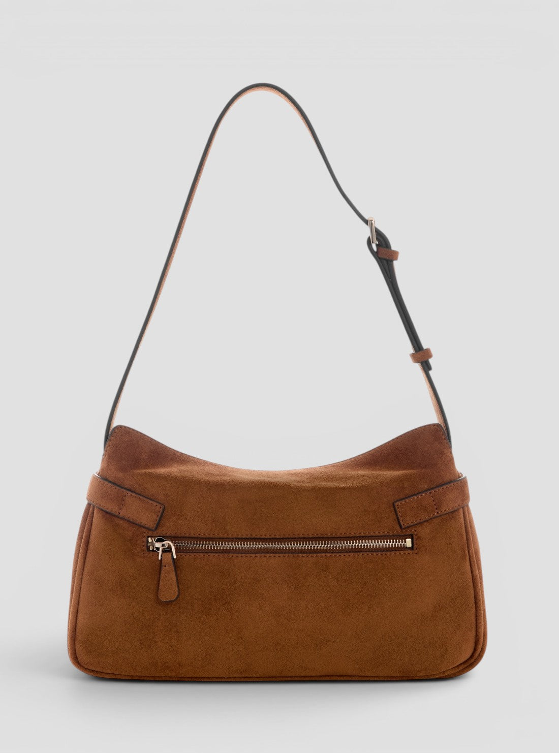 GUESS Womens Cognac Ella Faux-Suede Shoulder Bag SG975418 Back View