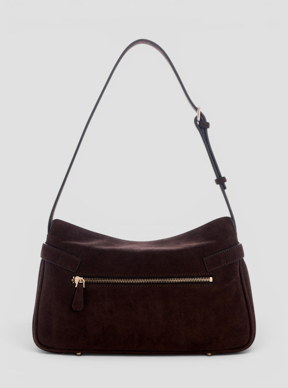 GUESS Womens Espresso Ella Faux-Suede Shoulder Bag SG975418 Back View
