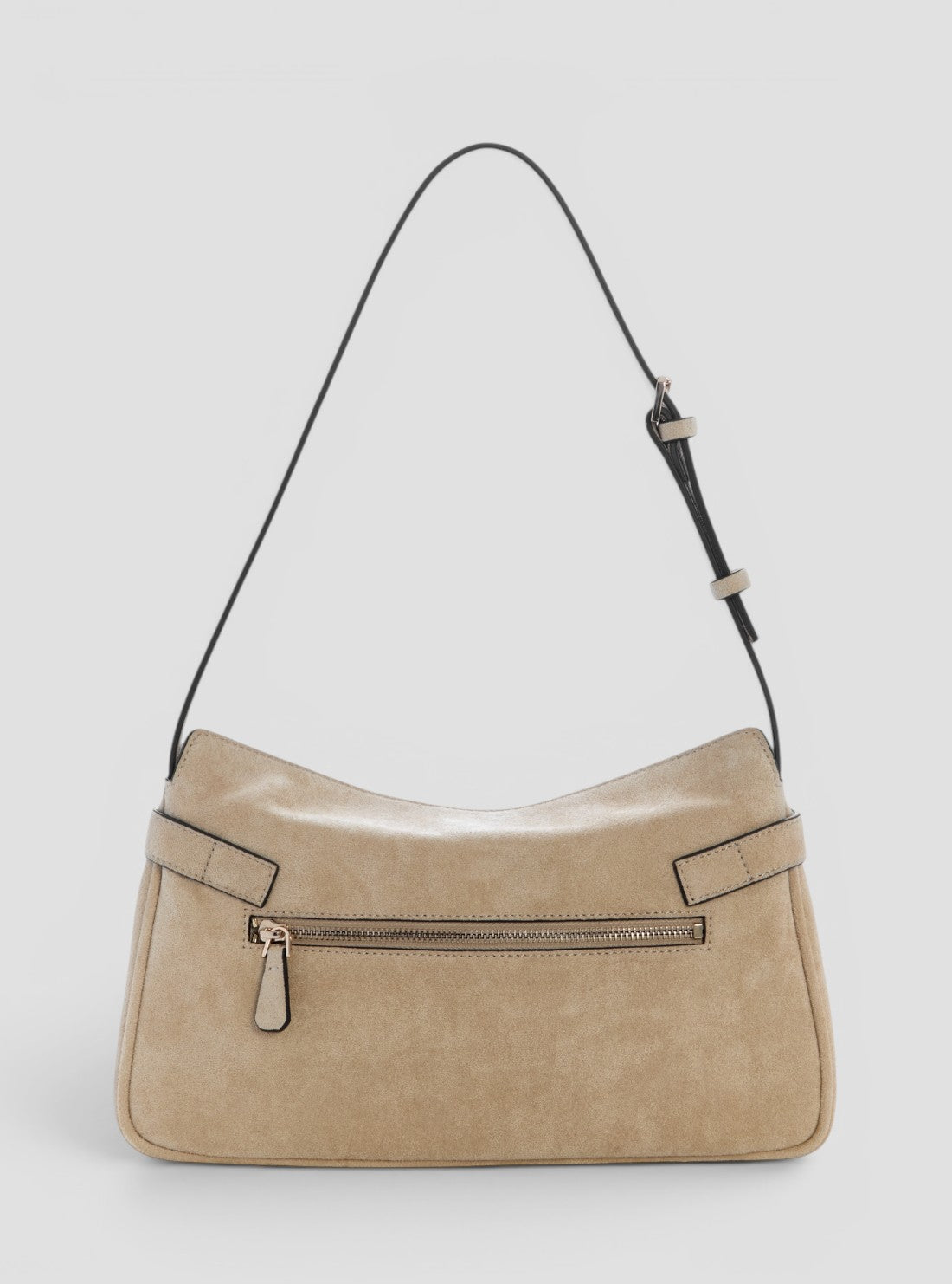 GUESS Womens Taupe Ella Faux-Suede Shoulder Bag SG975418 Back View
