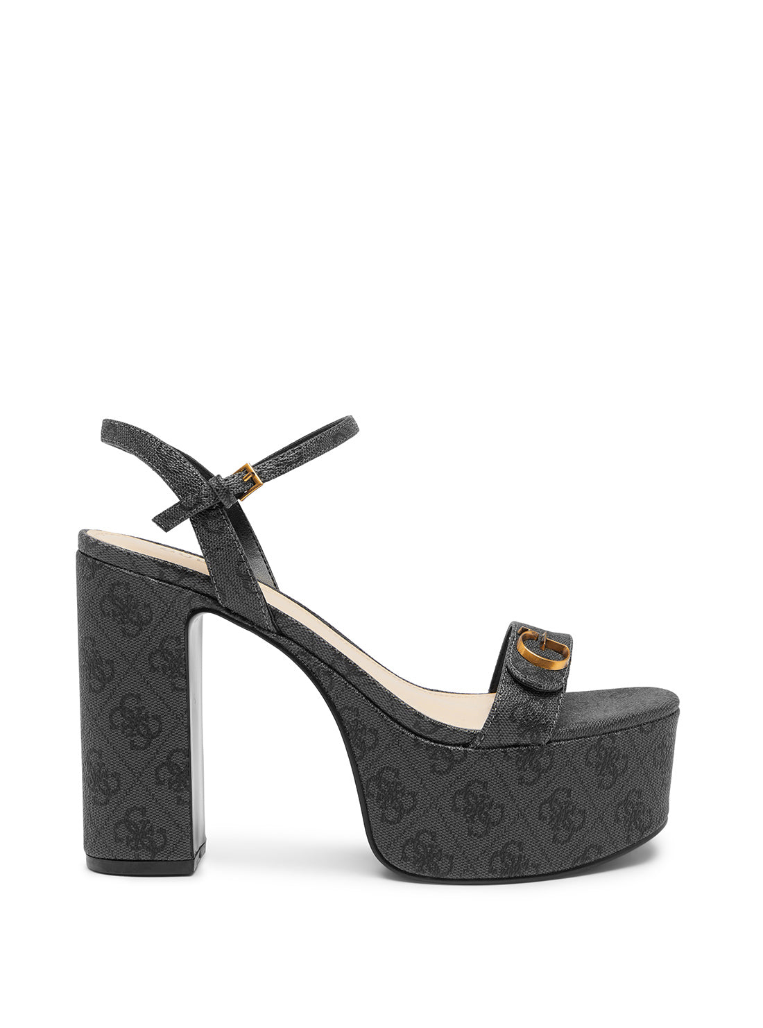 Black Logo Sherrill Platform Sandal Heels | GUESS Women's Heels | side view