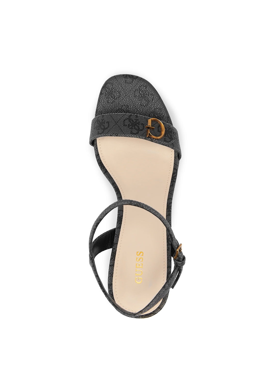 Black Logo Sherrill Platform Sandal Heels | GUESS Women's Heels | top view