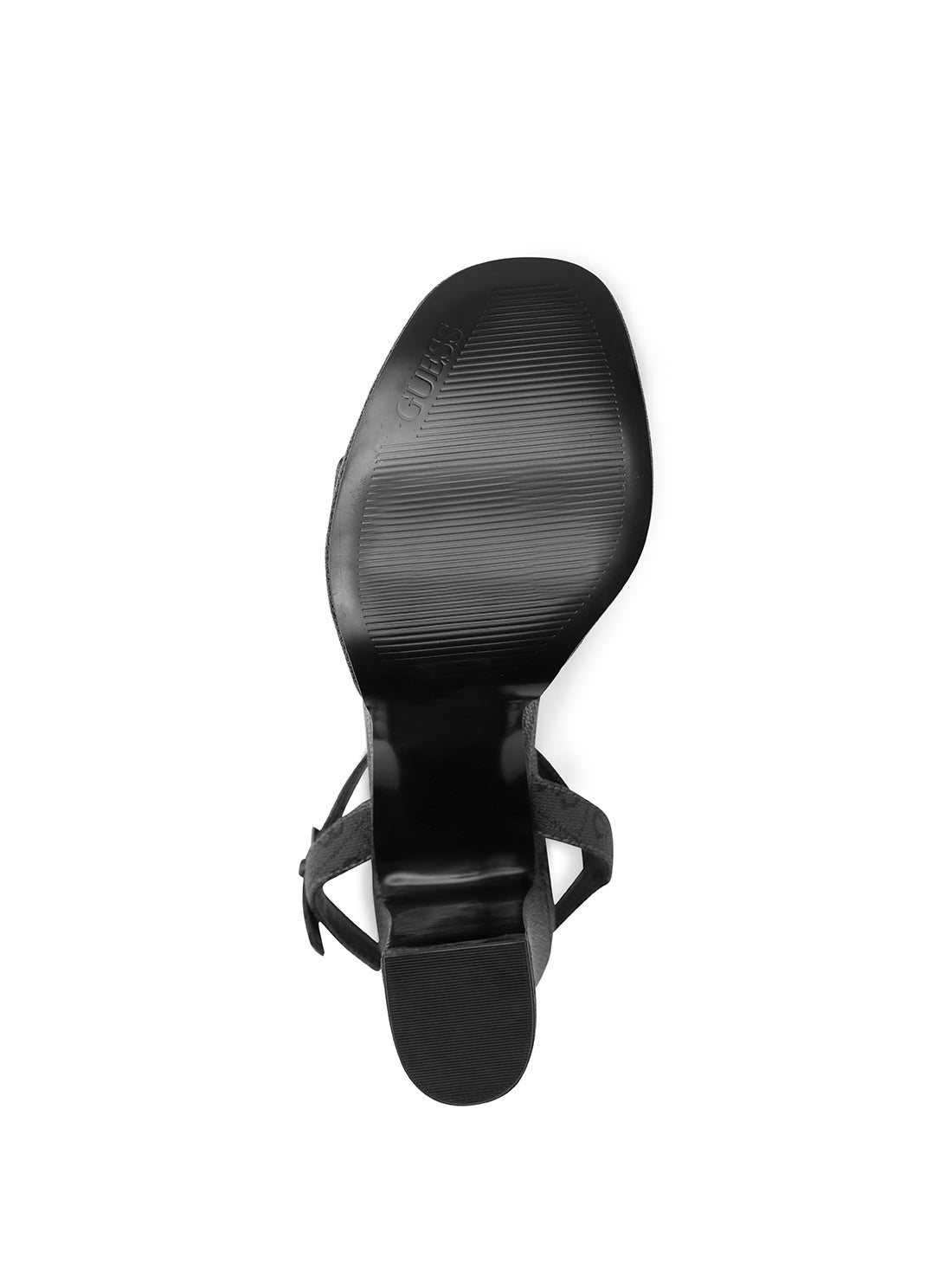 Black Logo Sherrill Platform Sandal Heels | GUESS Women's Heels | bottom view