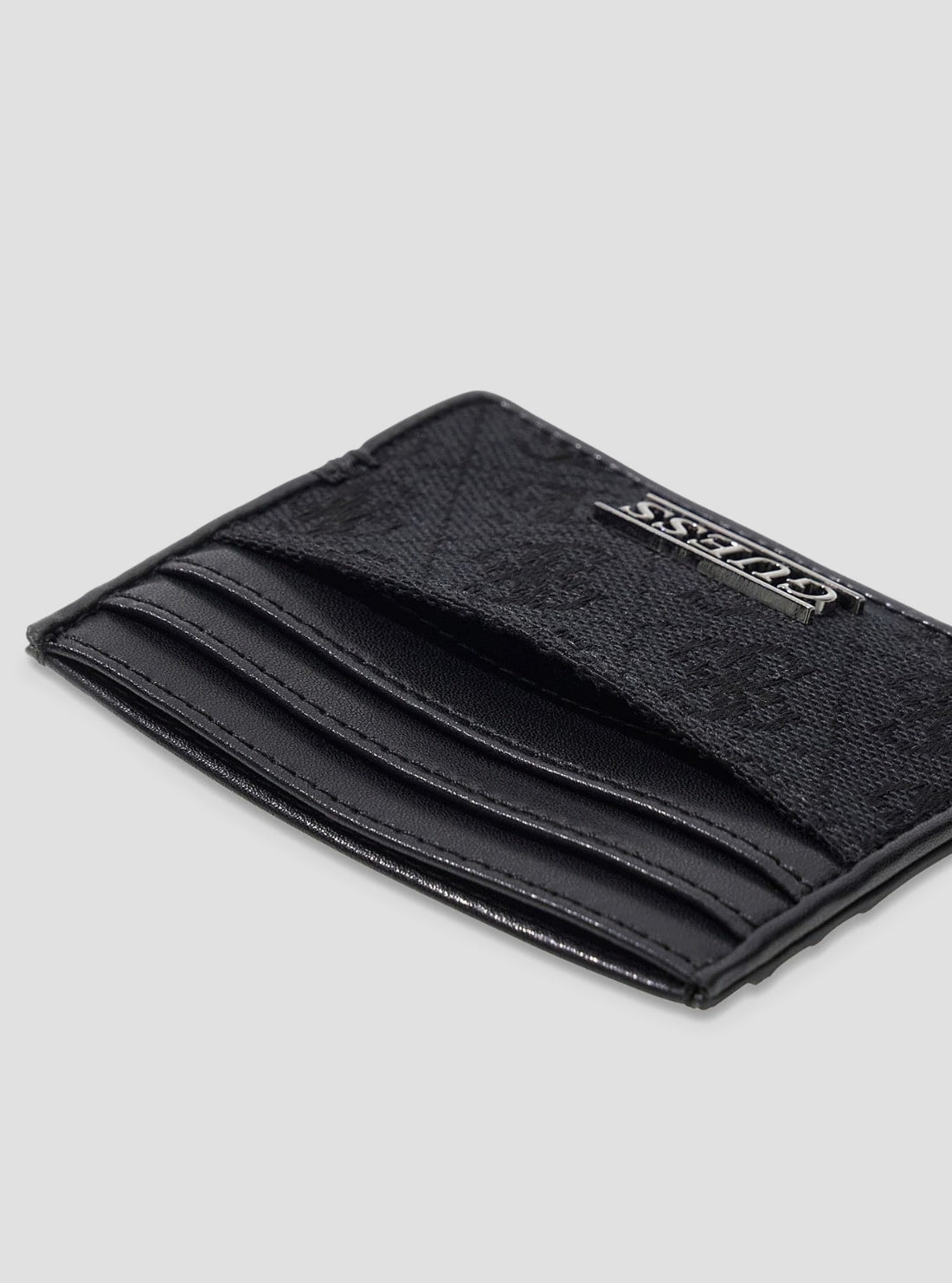 GUESS Mens Dark Black Boston Card Holder SMBOLJLEA25 Detail View