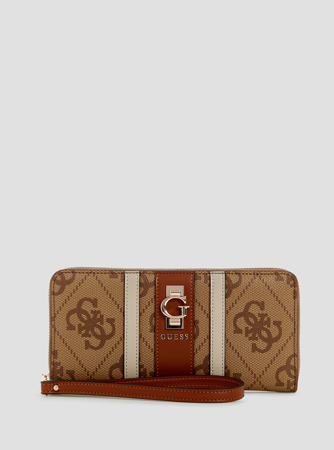 GUESS Womens Brown Logo Erenia Large Zip Around Wallet SO7838146 Front View