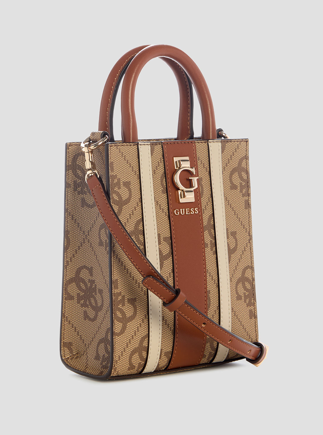 GUESS Womens Brown Logo Erenia Mini Tote Bag SO783875 Front Side View