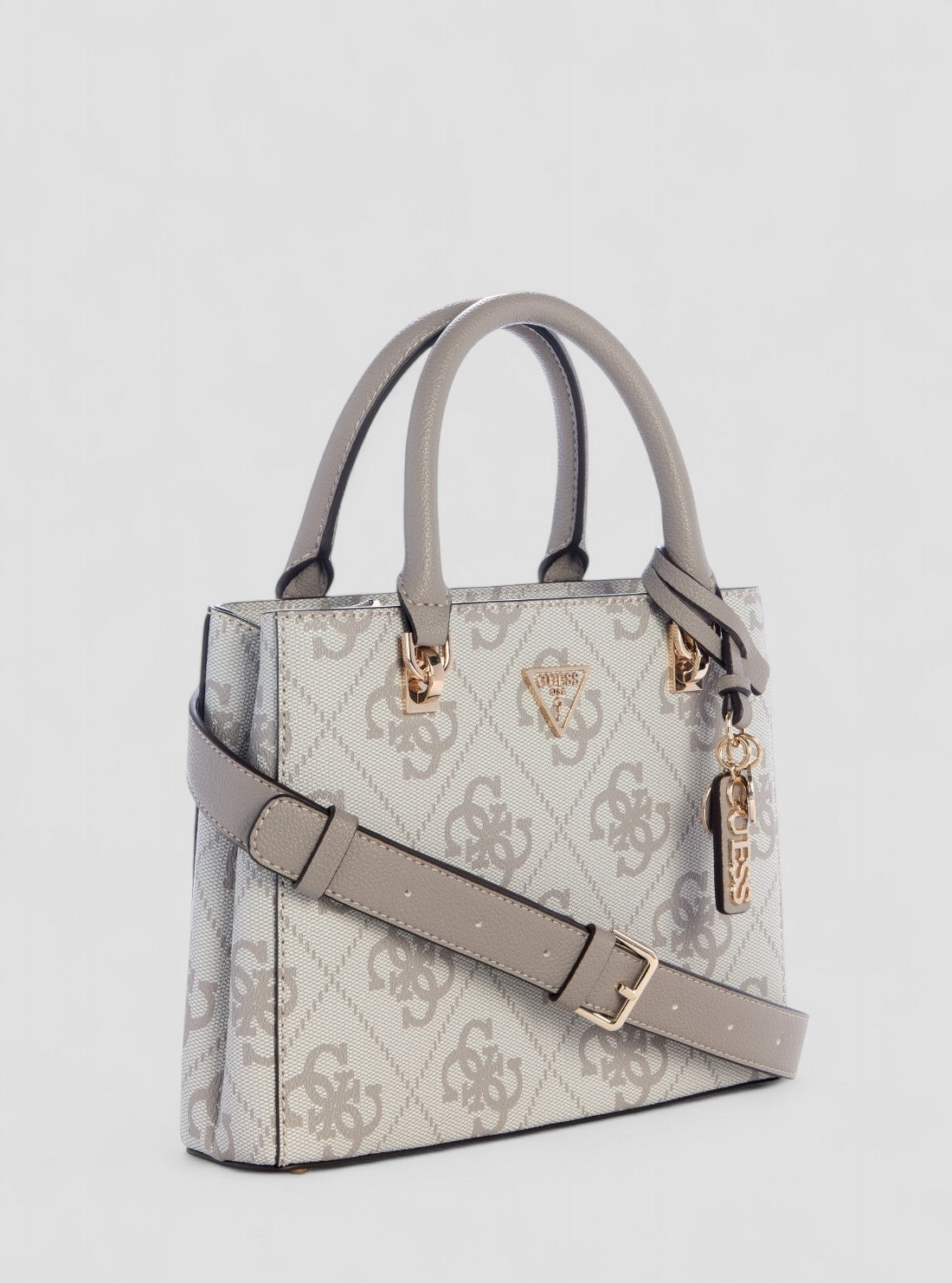 GUESS Womens Grey Logo Noelle Small Multi-Compartment Satchel Bag SO967205 Front Side View