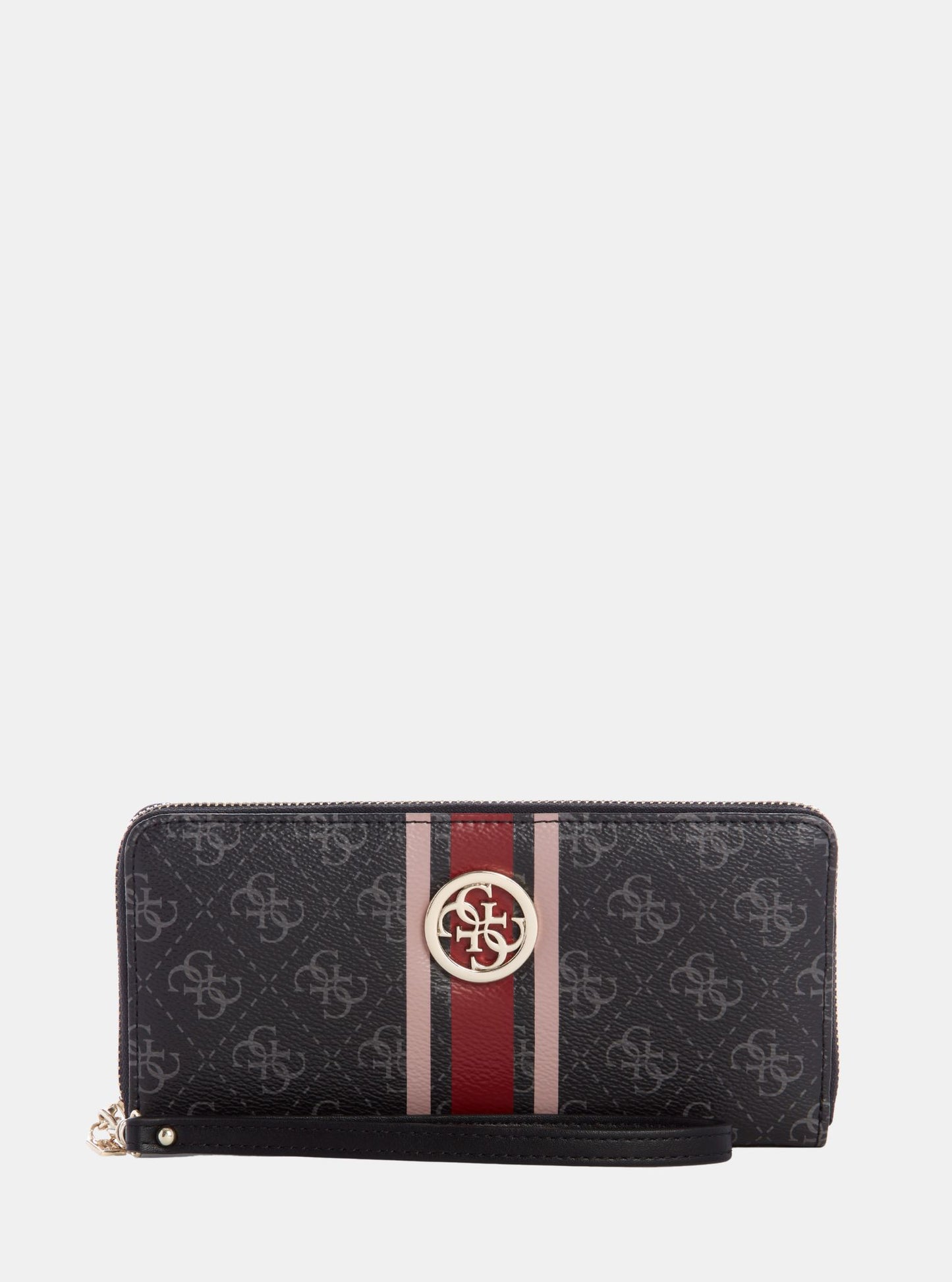 GUESS Womens Black Jensen Large Zip Around Wallet SS787646COA Front View