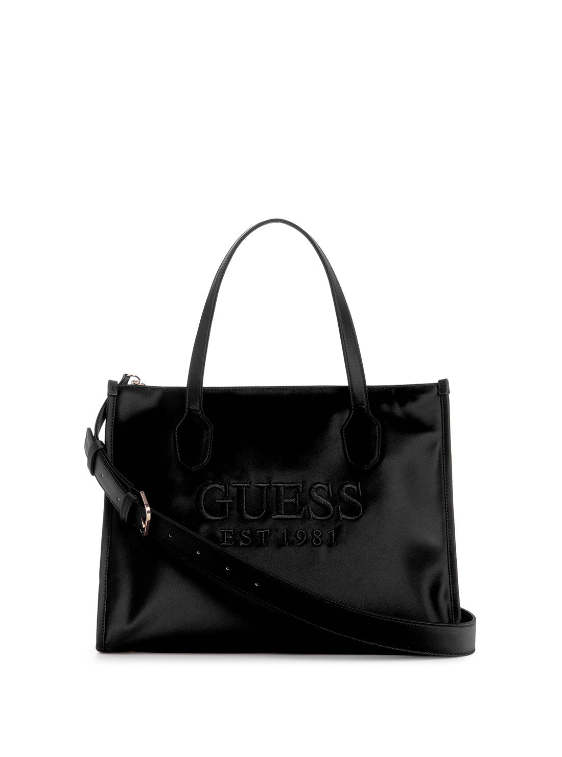 GUESS Black Silvana Tote Bag front view