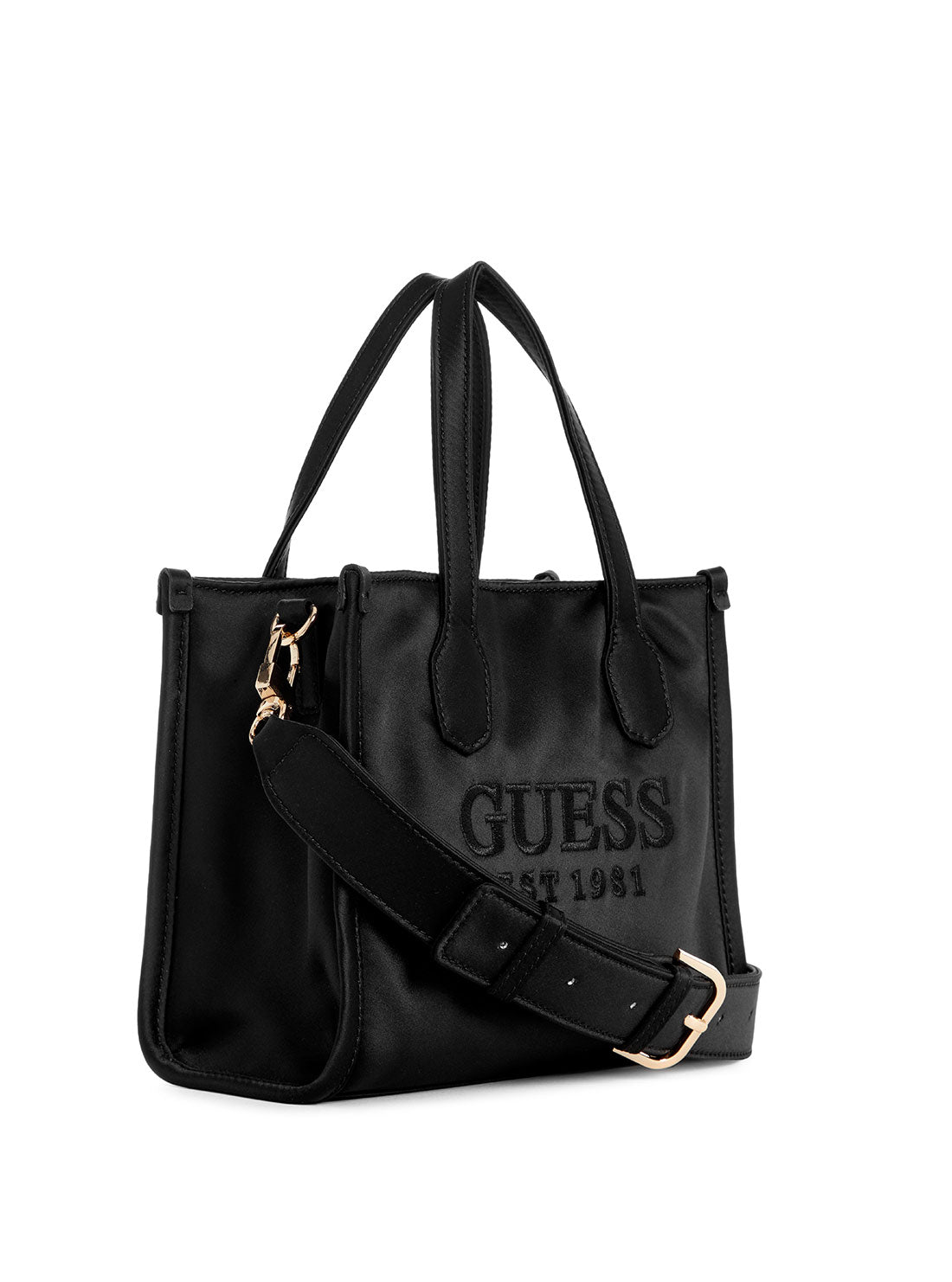 GUESS Black Silvana Mini Tote Bag side view