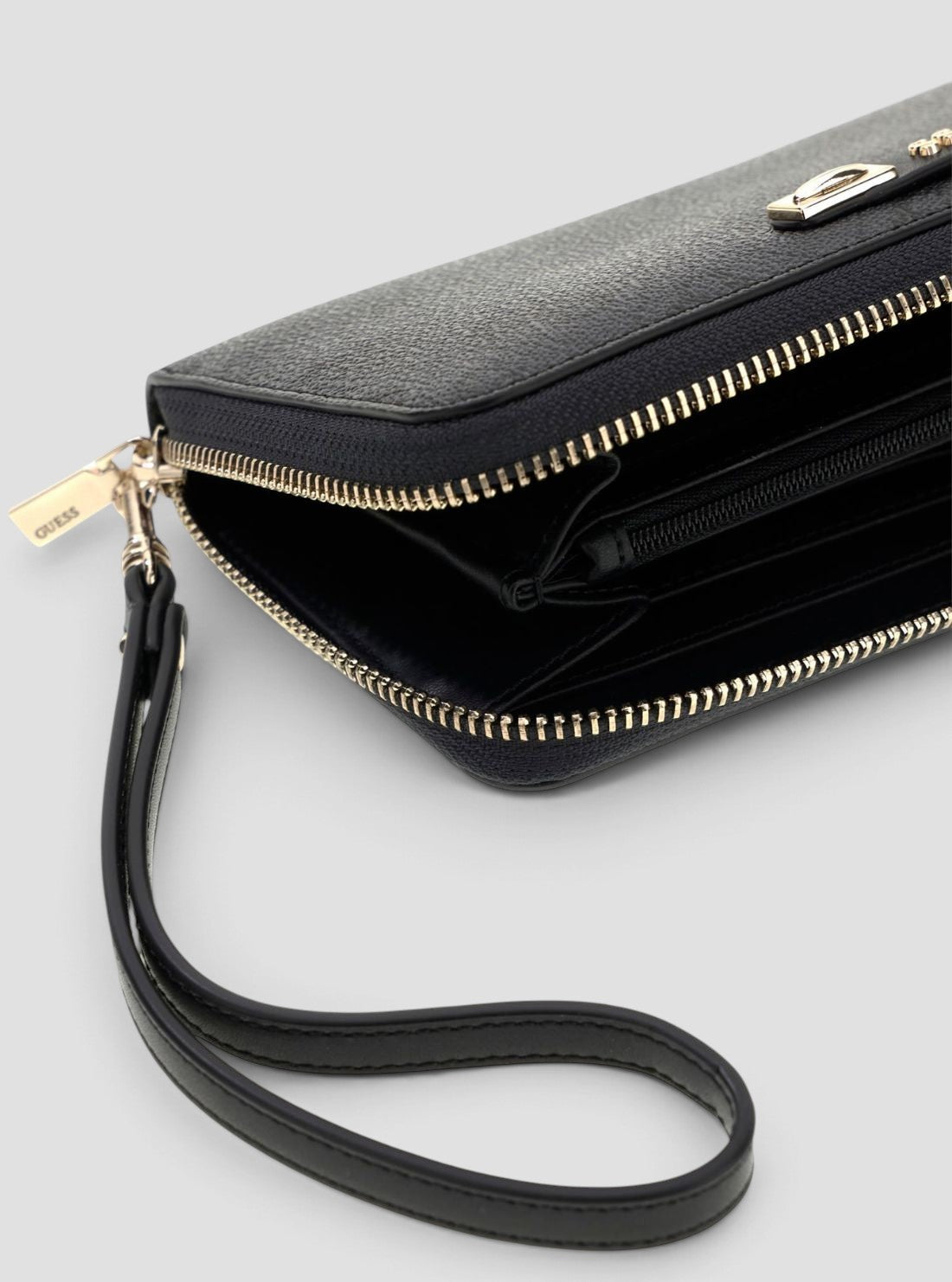 GUESS Womens Black Logo Cynthia Large Zip Around Wallet SG2630146 Detail View