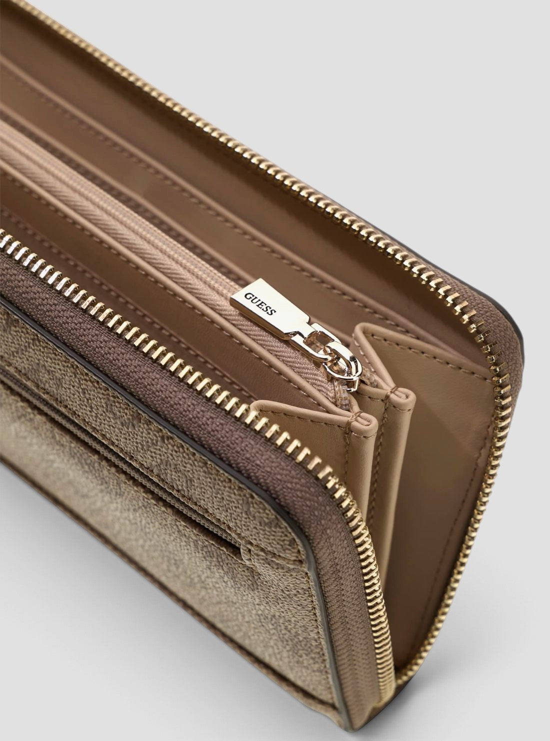 GUESS Womens Brown Logo Cynthia Large Zip Around Wallet SG2630146 Inside View