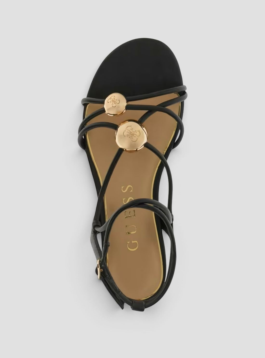 GUESS Womens Black Tabenn Flat Sandals TABENN Top View