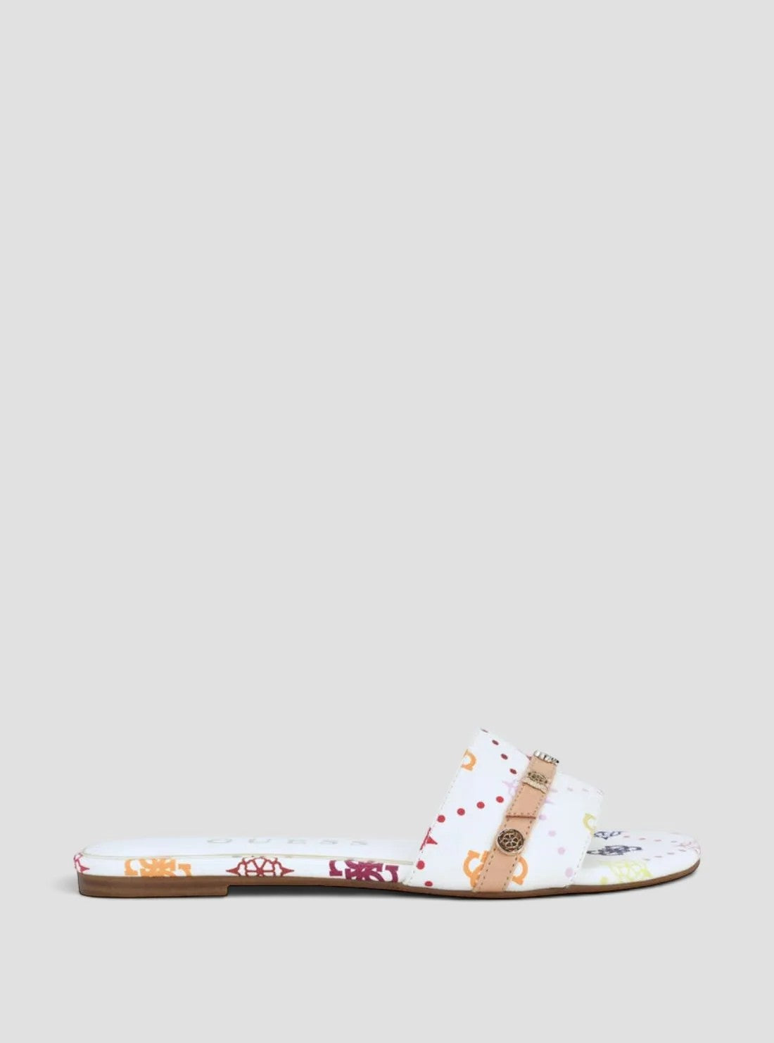 GUESS Footwear White Logo Tasam Flat Sandals TASAM Side View2