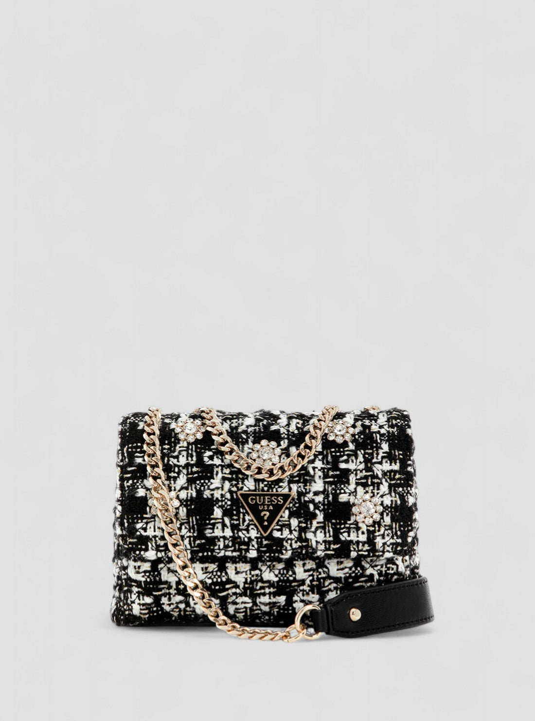 GUESS Womens Black Mini Crossbody Flap Bag TB867978 Front View