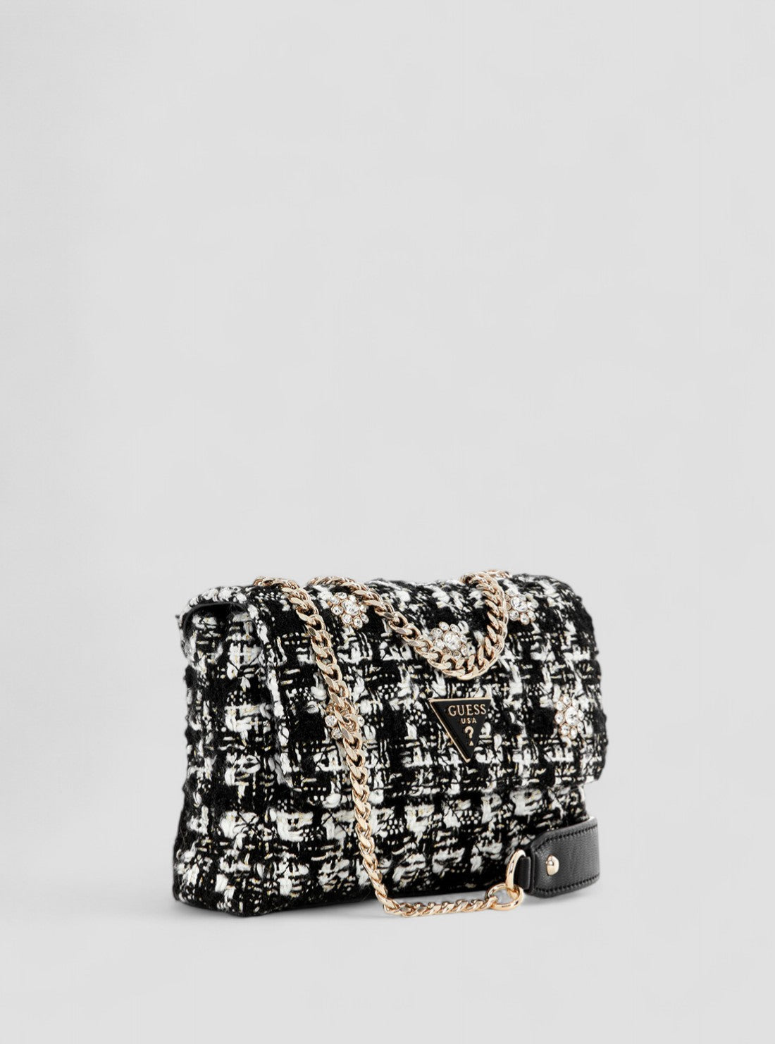 GUESS Womens Black Mini Crossbody Flap Bag TB867978 Front Side View
