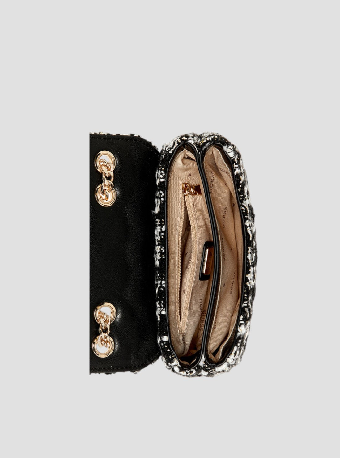 GUESS Womens Black Mini Crossbody Flap Bag TB867978 Inside View