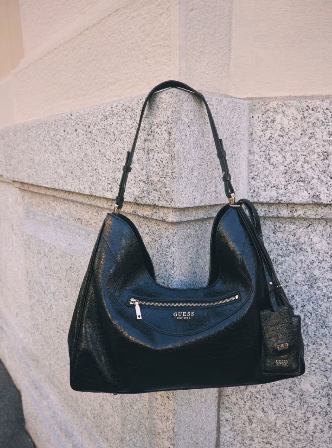 GUESS Womens Black Antonia Large Hobo Bag TG218302 Model View2