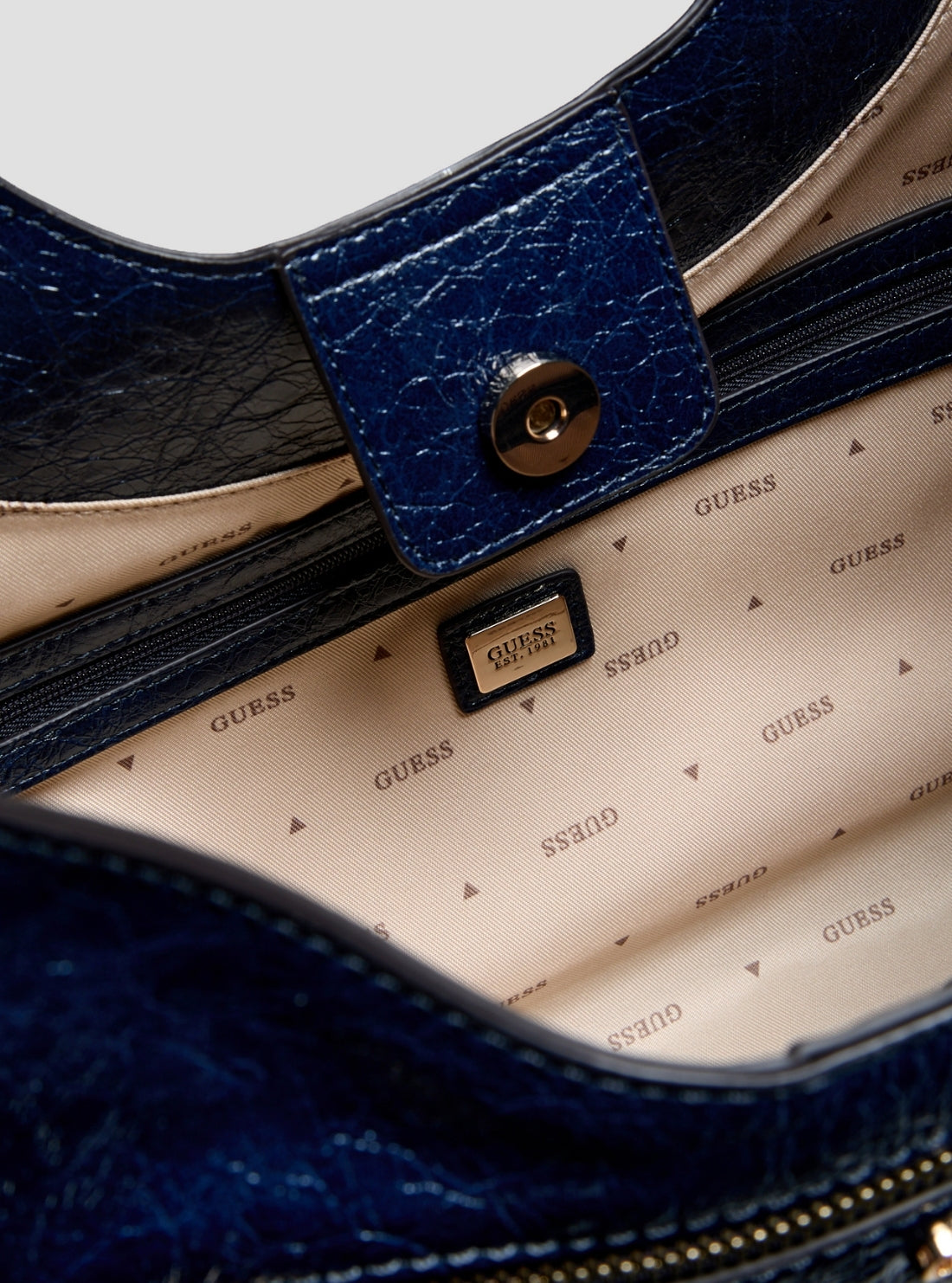 GUESS Womens Midnight Blue Antonia Large Hobo Bag TG218302 Detail Inside View