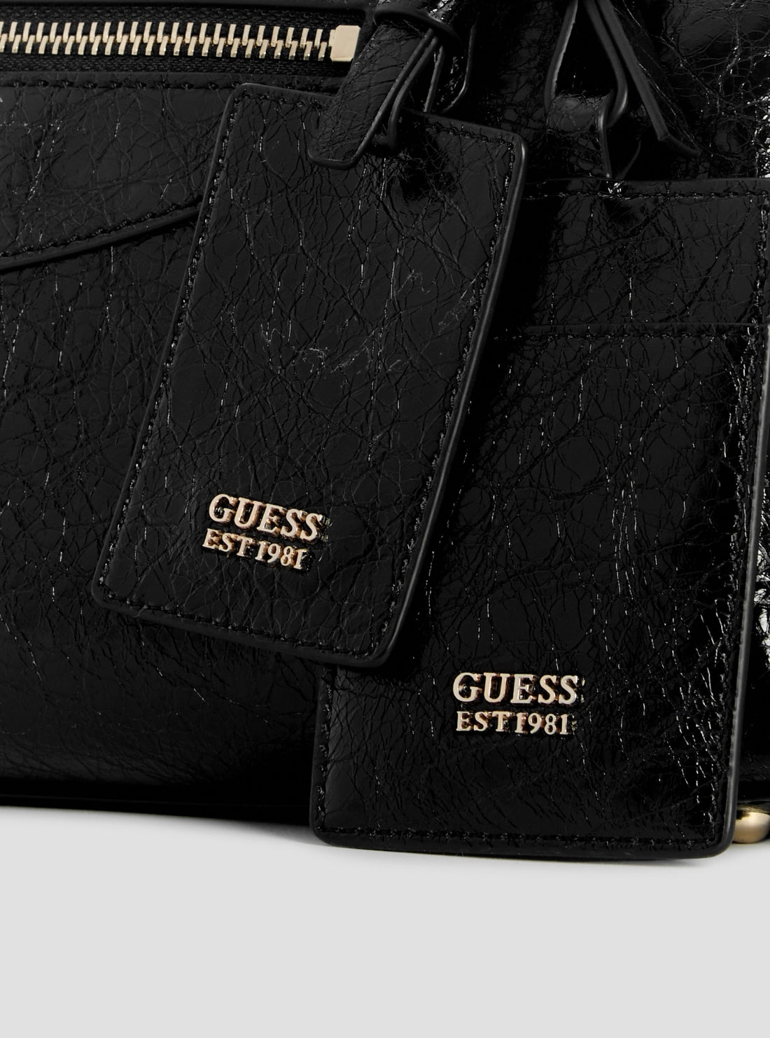 GUESS Womens Black Antonia Small Satchel Bag TG218305 Detail View