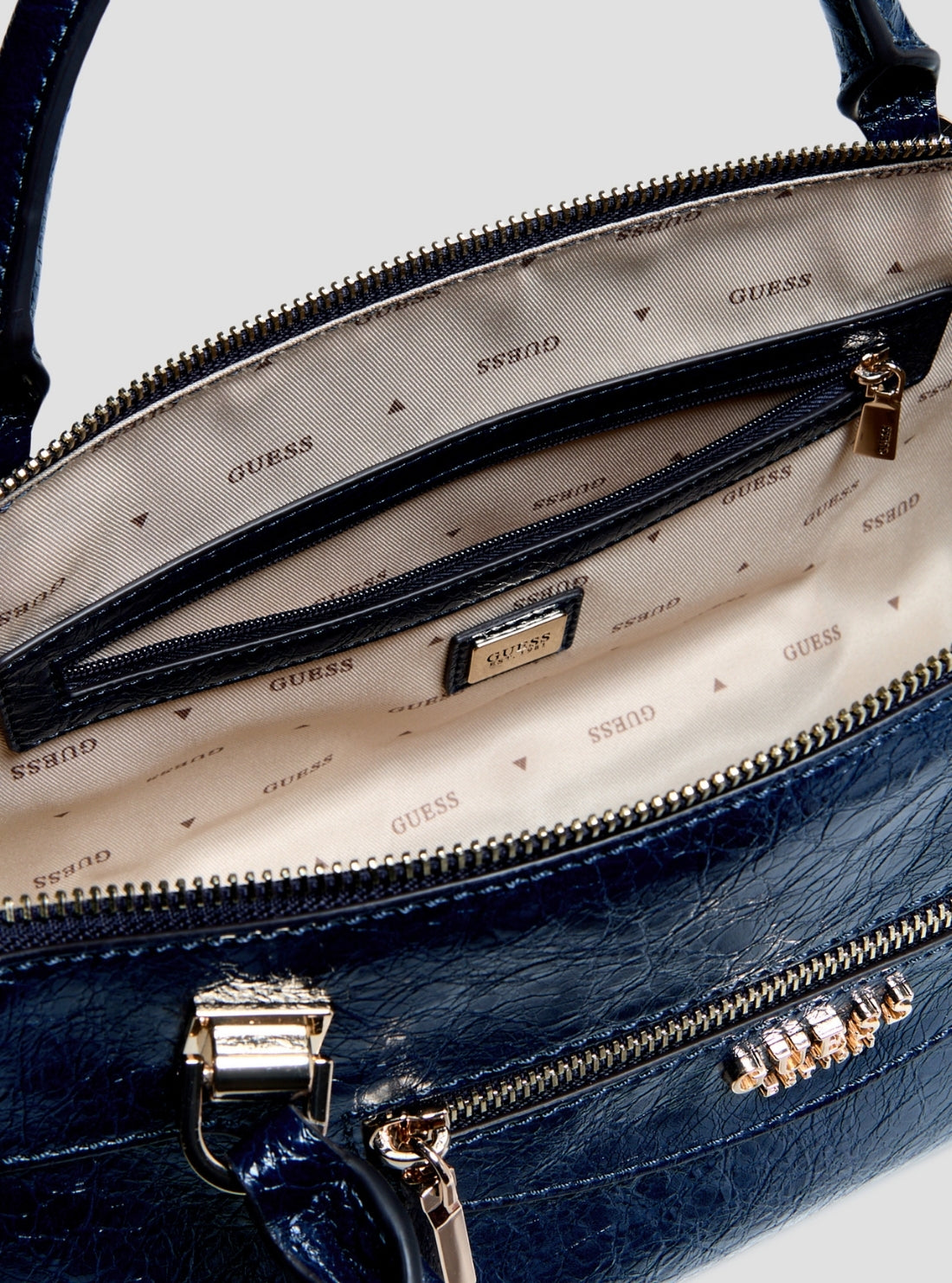 GUESS Womens Midnight Blue Antonia Small Satchel Bag TG218305 Detail View