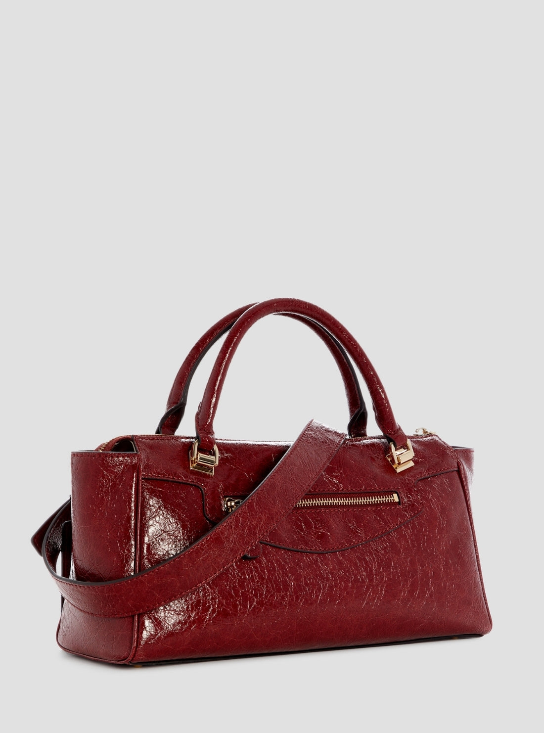 GUESS Womens Red Antonia Small Satchel Bag TG218305 Back Side View