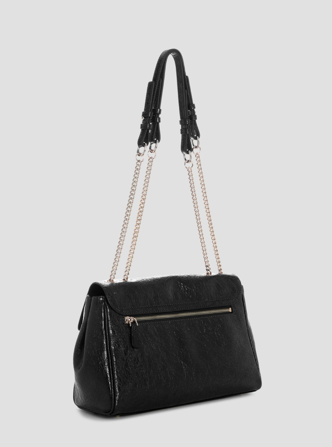 GUESS Womens Black Antonia Convertible Crossbody Flap Bag TG218321 Back Side View