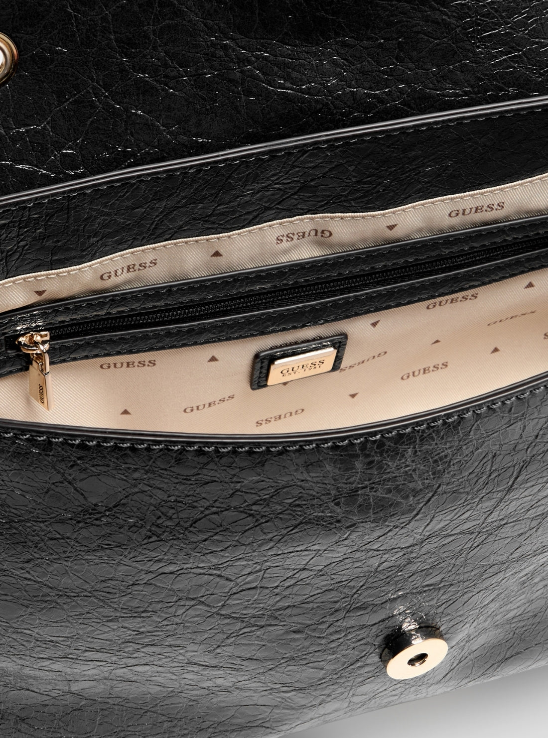 GUESS Womens Black Antonia Convertible Crossbody Flap Bag TG218321 Detail View