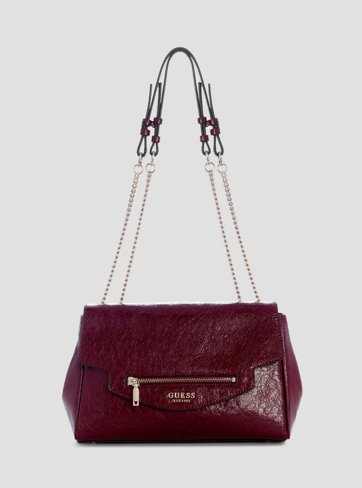 GUESS Womens Red Antonia Convertible Crossbody Flap Bag TG218321 Front View