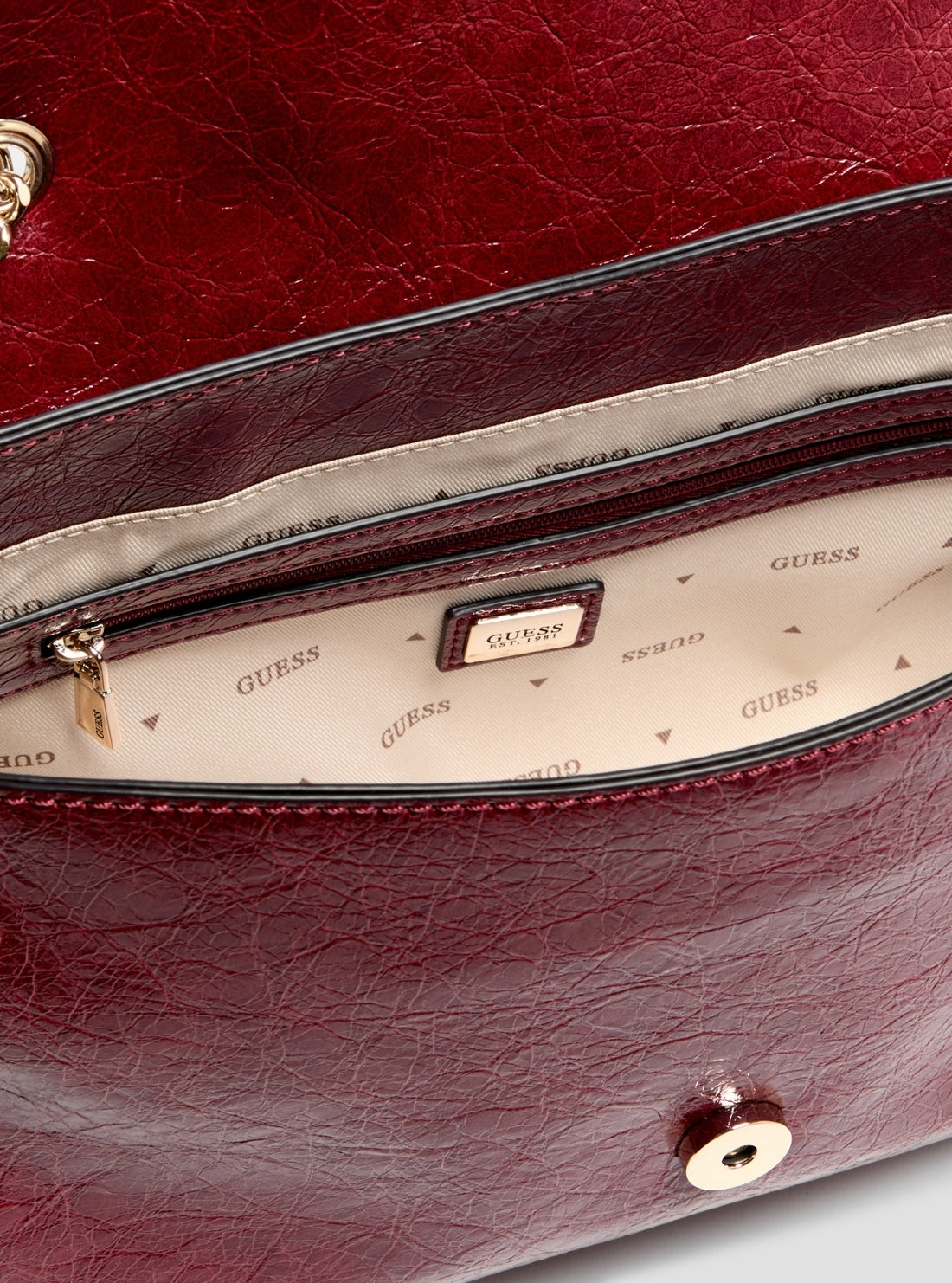 GUESS Womens Red Antonia Convertible Crossbody Flap Bag TG218321 Detail View