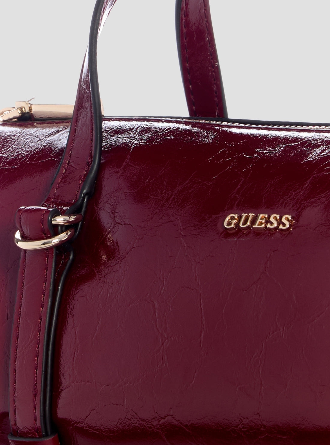 GUESS Womens Red Taylor Mini Barrel Satchel Bag TG232576 Detail View