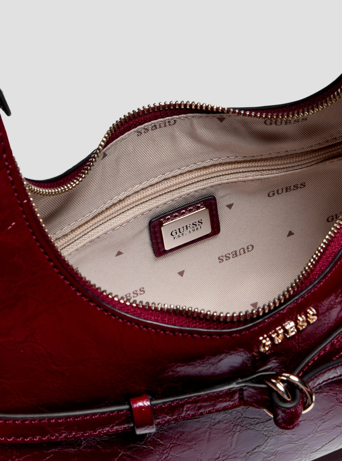 GUESS Womens Red Taylor Mini Hobo Bag TG232577 Detail View