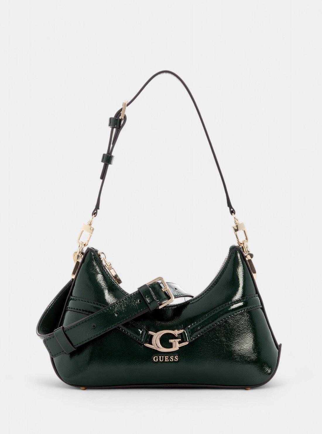 GUESS Womens Green Dea Top Zip Shoulder Bag TG799372 Front View