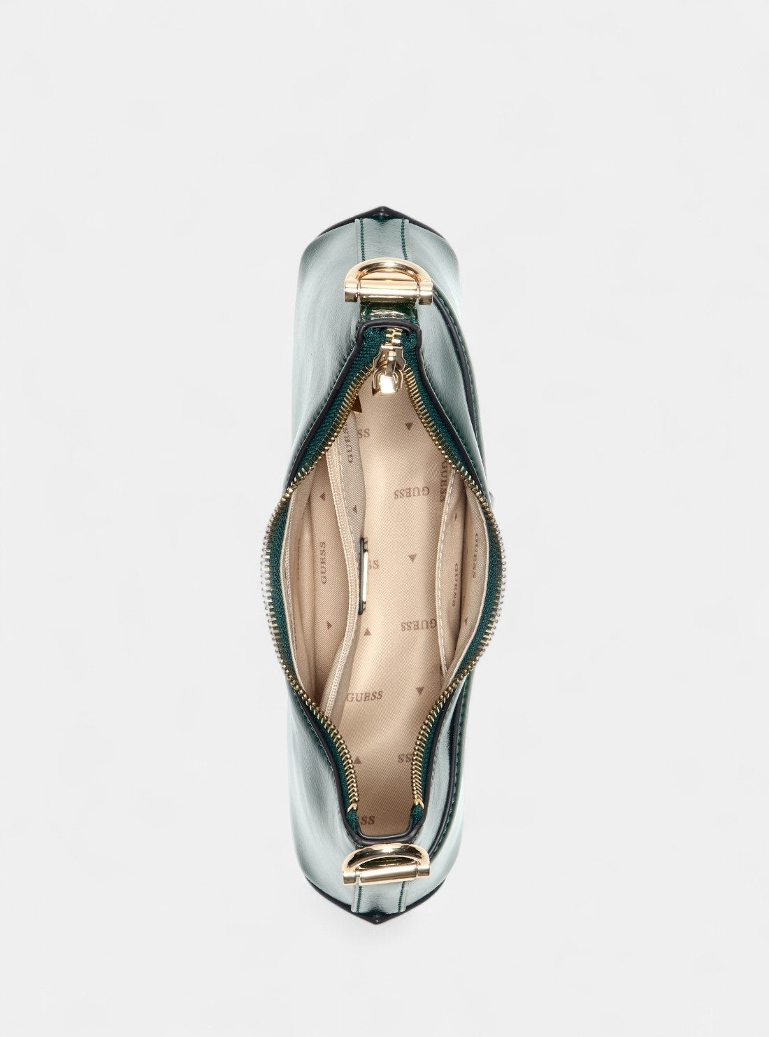 GUESS Womens Green Dea Top Zip Shoulder Bag TG799372 Inside View