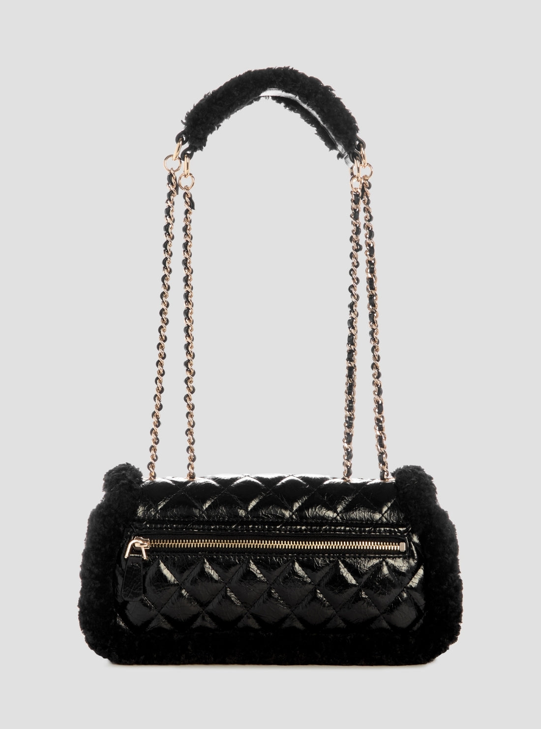 GUESS Womens Black Cristi Convertible Crossbody Flap Bag TG813921 Back View