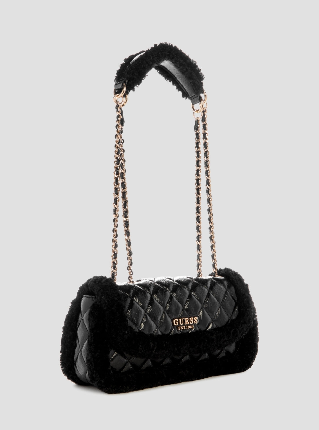 GUESS Womens Black Cristi Convertible Crossbody Flap Bag TG813921 Front Side View